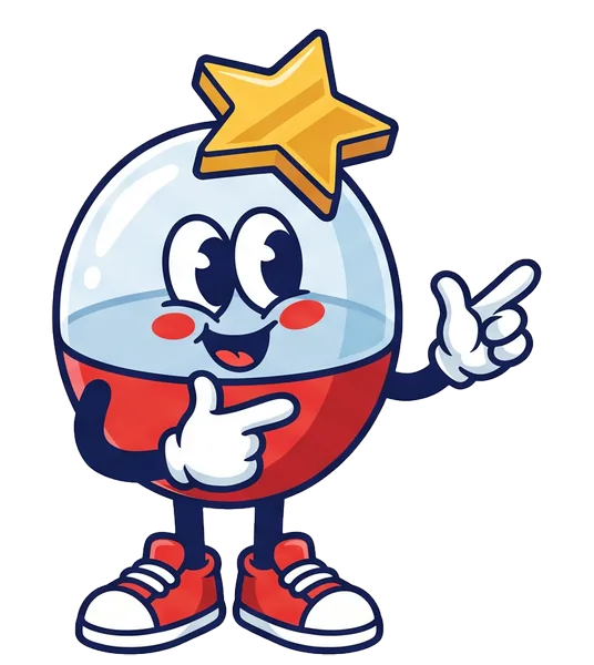 Cappy the capsule mascot pointing the way